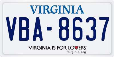 VA license plate VBA8637