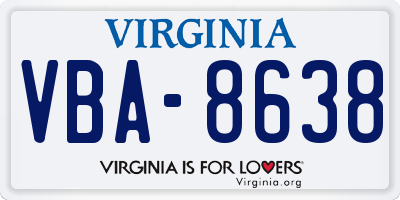 VA license plate VBA8638