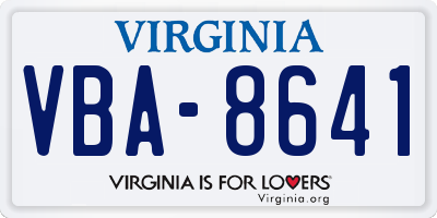 VA license plate VBA8641