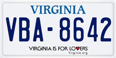 VA license plate VBA8642