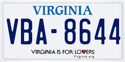 VA license plate VBA8644
