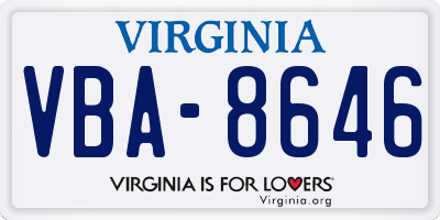 VA license plate VBA8646