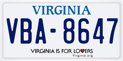 VA license plate VBA8647