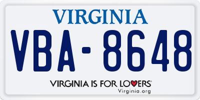VA license plate VBA8648