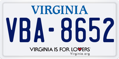 VA license plate VBA8652