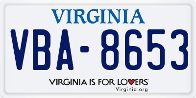 VA license plate VBA8653