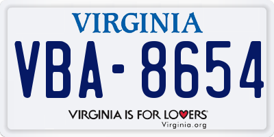 VA license plate VBA8654