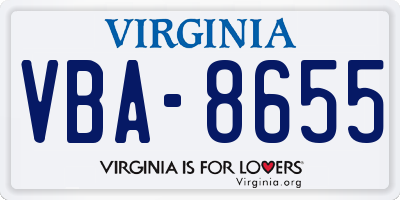 VA license plate VBA8655
