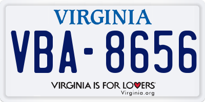 VA license plate VBA8656