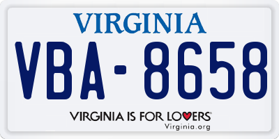 VA license plate VBA8658