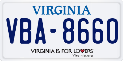 VA license plate VBA8660