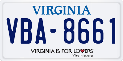VA license plate VBA8661