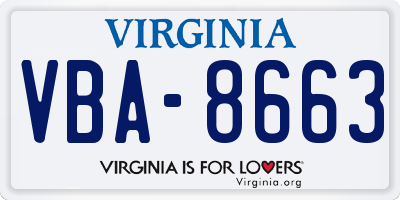 VA license plate VBA8663