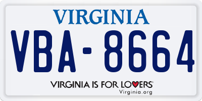 VA license plate VBA8664