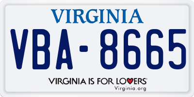 VA license plate VBA8665