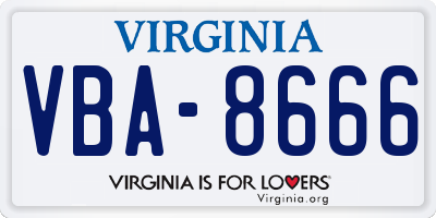 VA license plate VBA8666