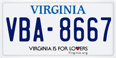 VA license plate VBA8667