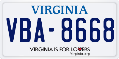 VA license plate VBA8668