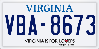 VA license plate VBA8673