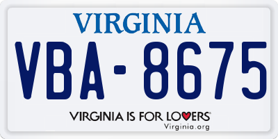 VA license plate VBA8675