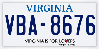 VA license plate VBA8676