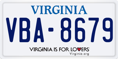 VA license plate VBA8679