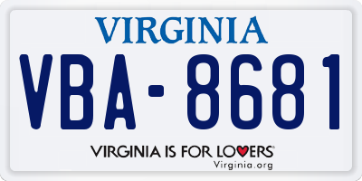 VA license plate VBA8681