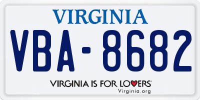 VA license plate VBA8682