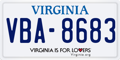 VA license plate VBA8683