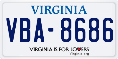 VA license plate VBA8686