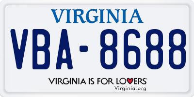 VA license plate VBA8688