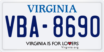 VA license plate VBA8690