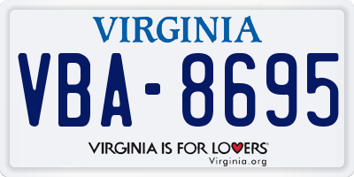 VA license plate VBA8695