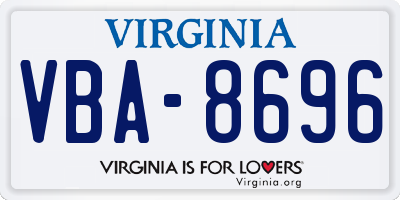 VA license plate VBA8696
