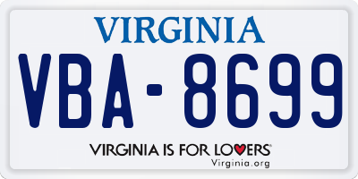 VA license plate VBA8699