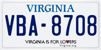 VA license plate VBA8708