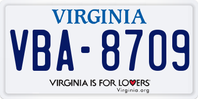 VA license plate VBA8709