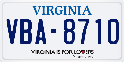 VA license plate VBA8710
