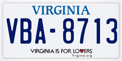 VA license plate VBA8713
