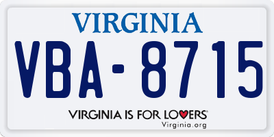 VA license plate VBA8715