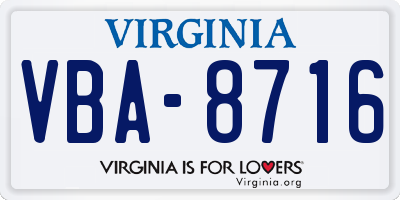 VA license plate VBA8716