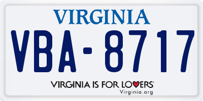VA license plate VBA8717