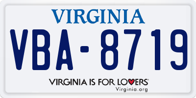 VA license plate VBA8719