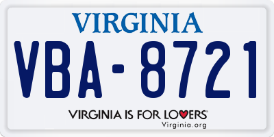 VA license plate VBA8721
