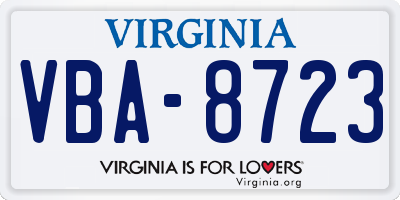 VA license plate VBA8723