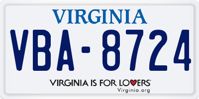 VA license plate VBA8724