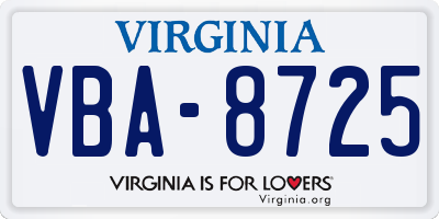 VA license plate VBA8725