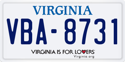 VA license plate VBA8731