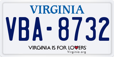 VA license plate VBA8732