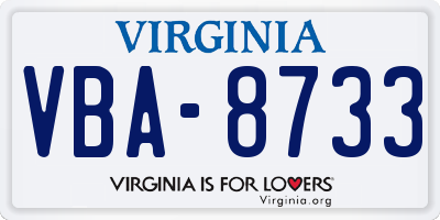 VA license plate VBA8733